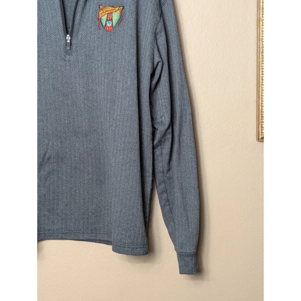 Straight Down 1/4 Zip Pullover Mens Large Grey Herringbone Paddy McGregors Golf